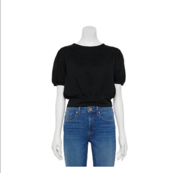 SO Tops - Juniors' SO Puffed Sleeve Cutout Back Top
LARGE, Black-New with tags SZ L